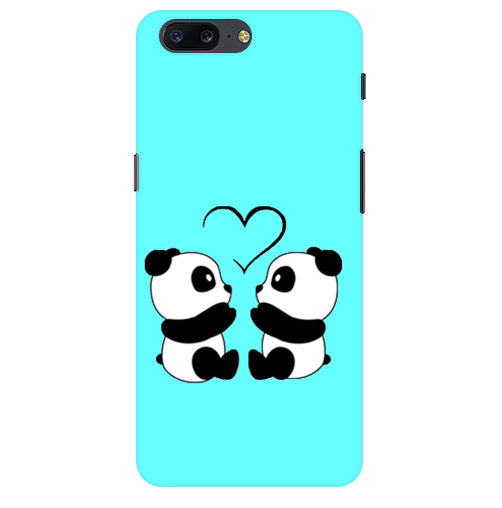 Two Panda With heart Printed Back Cover For Oneplus 5