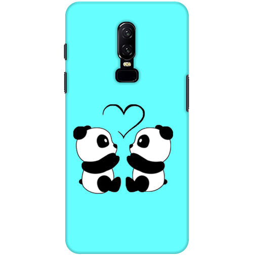 Two Panda With heart Printed Back Cover For Oneplus 6