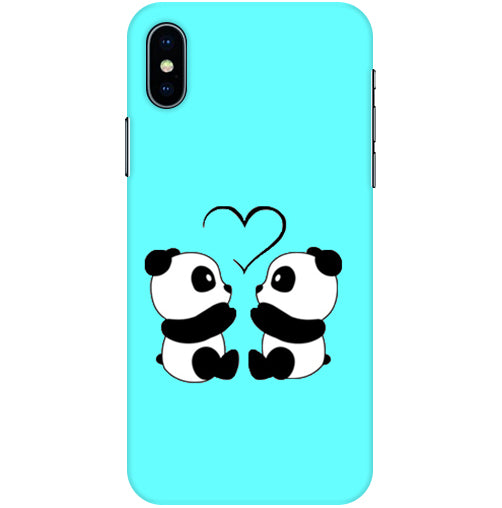 Two Panda With heart Printed Back Cover For Apple Iphone Xs