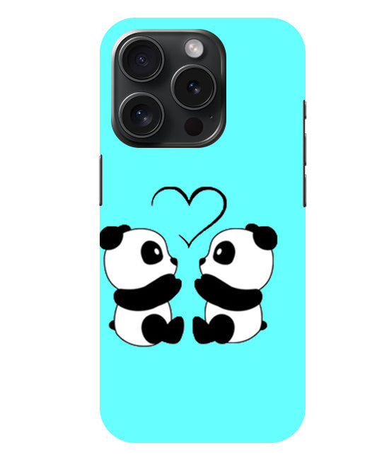 Two Panda With heart Printed Back Cover For Apple Iphone 15 Pro Max