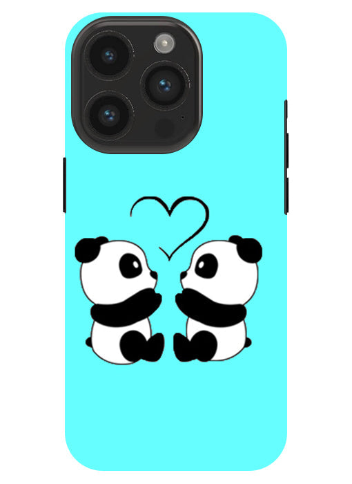 Two Panda With heart Printed Back Cover For Apple Iphone 14 Pro