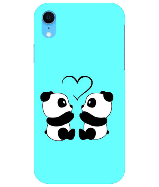 Two Panda With heart Printed Back Cover For Apple Iphone Xr