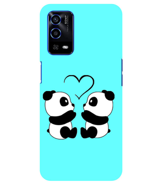 Two Panda With heart Printed Back Cover For Oppo A16