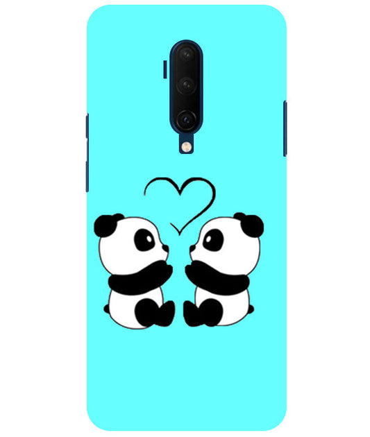 Two Panda With heart Printed Back Cover For Oneplus 7T Pro