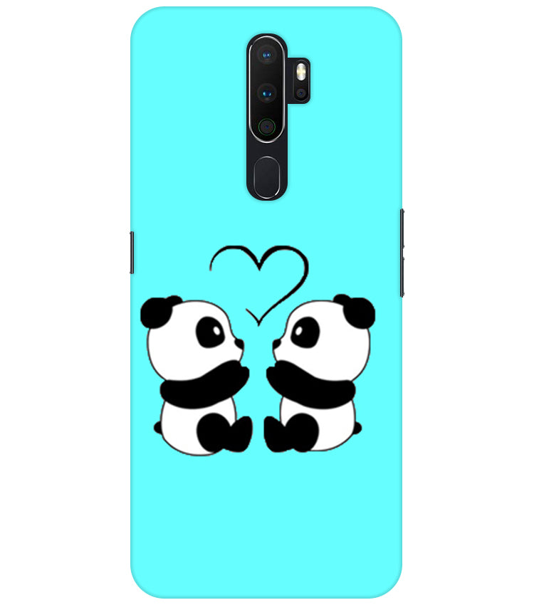 Two Panda With heart Printed Back Cover For Oppo A5 2020