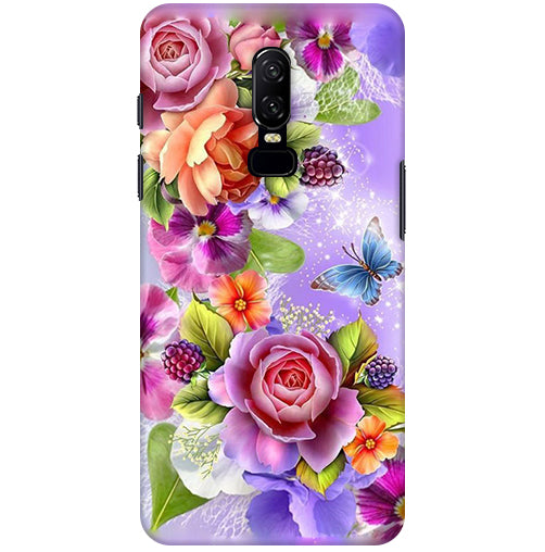 Flower Pattern Design Back Cover For  Oneplus 6