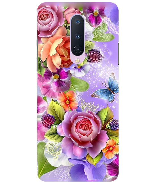 Flower Pattern Design Back Cover For  Oneplus 8