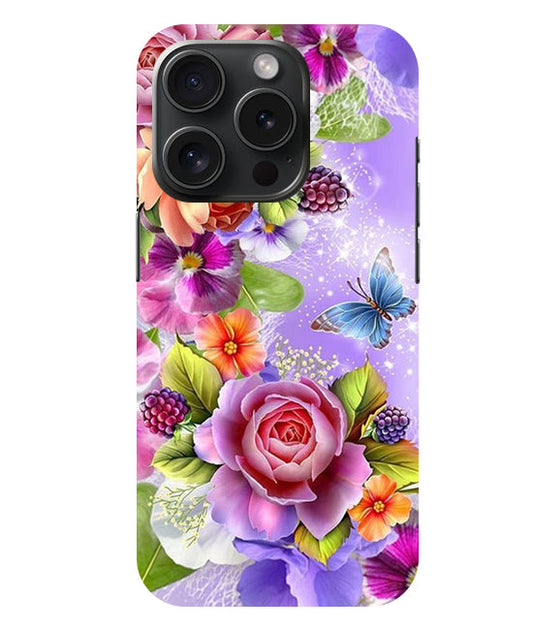 Flower Pattern Design Back Cover For  Apple Iphone 15 Pro Max