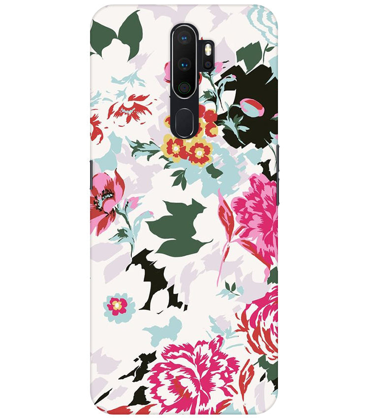 Flower Printed Pattern Back Cover For  Oppo A5 2020