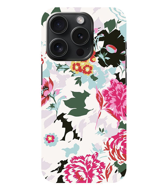 Flower Printed Pattern Back Cover For  Apple Iphone 15 Pro Max