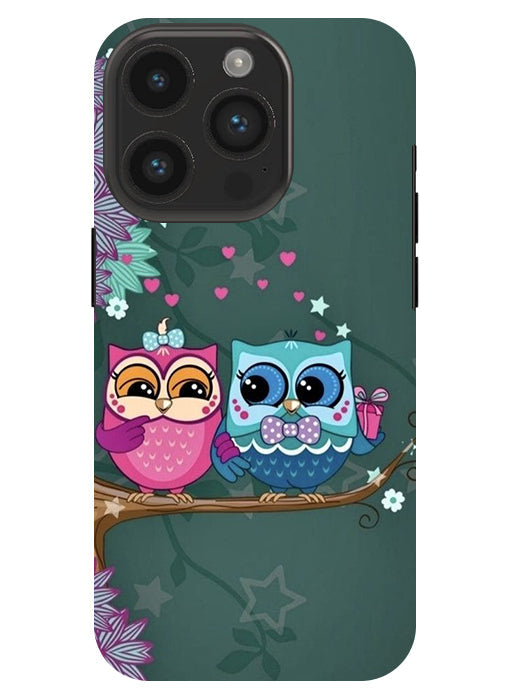 Heart Owl Design Back Cover For Apple Iphone 14 Pro