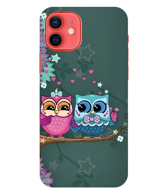 Heart Owl Design Back Cover For Apple Iphone 12 Mini