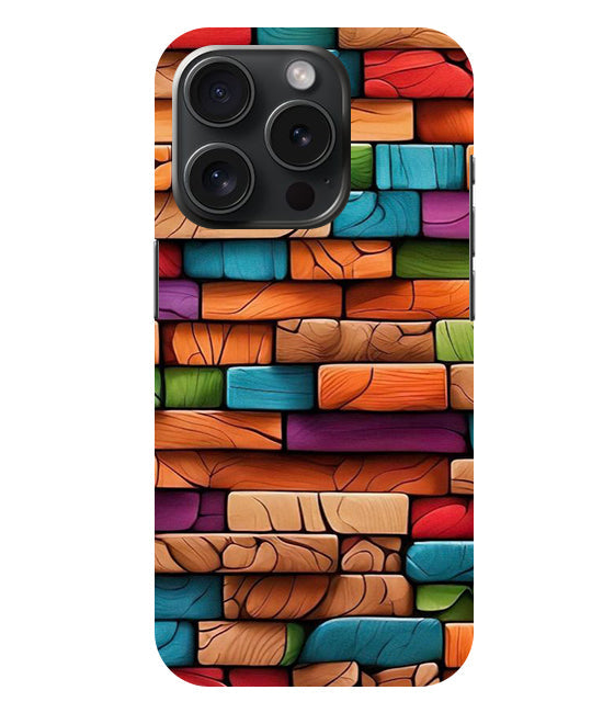 Colorful Wood Back Cover For  Iphone 15 Pro