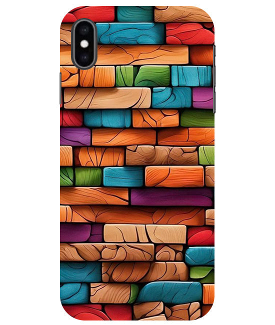 Colorful Wood Back Cover For  Apple Iphone Xs