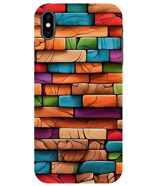 Colorful Wood Back Cover For  Apple Iphone Xs Max