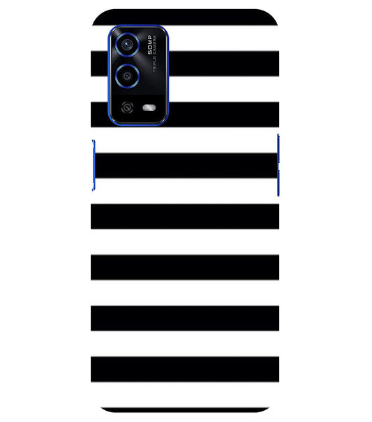 Black and White Stripes Back Cover For  Oppo A53S 5G