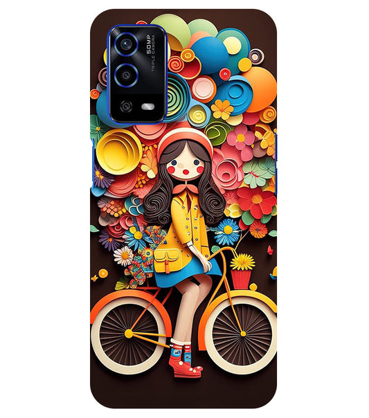 Girl Cycling Back Cover For  Oppo A53S 5G