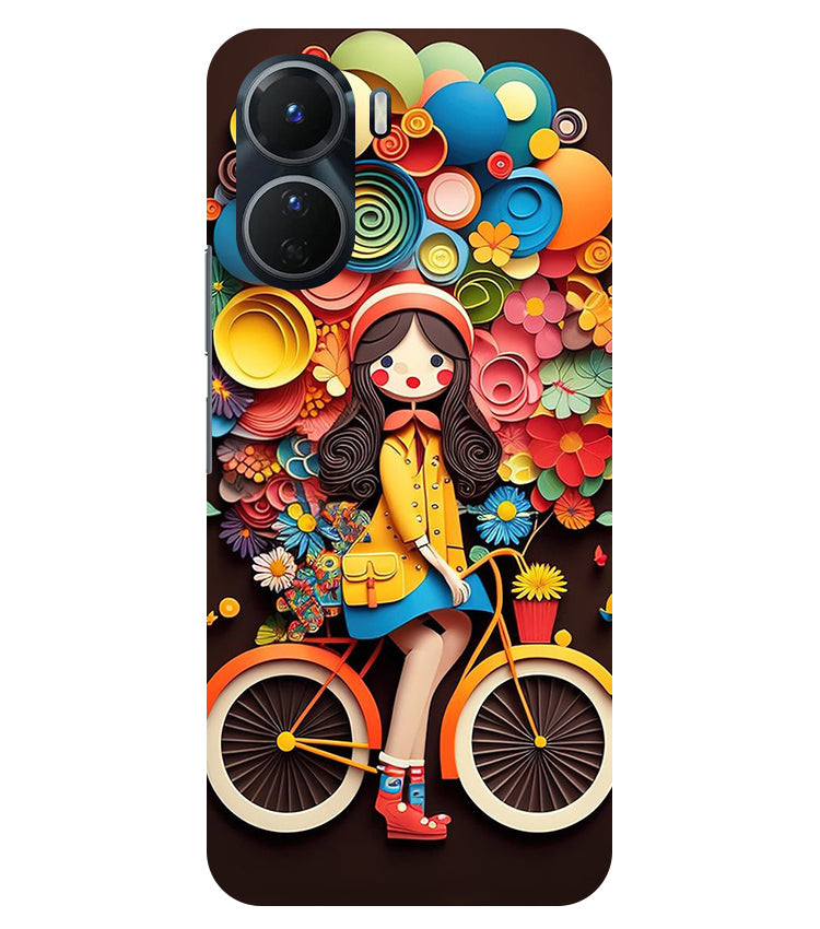Girl Cycling Back Cover For  Vivo Y16 5G
