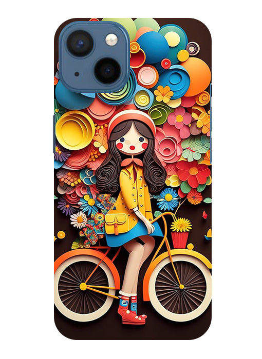 Girl Cycling Back Cover For  Apple Iphone 15 Plus