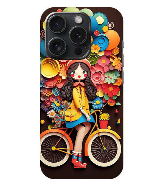 Girl Cycling Back Cover For  Iphone 15 Pro