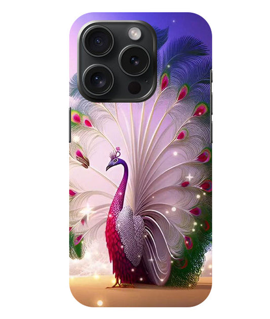 Peacock with Feather Back Cover For  Iphone 15 Pro